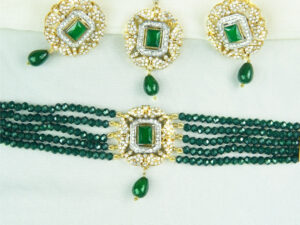 Green Simple Shiker Party wear Neckles Set