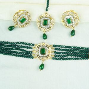 Green Simple Shiker Party wear Neckles Set