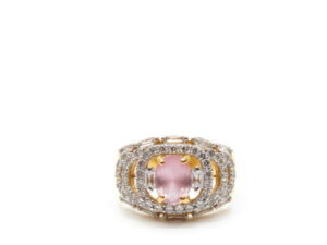 GOLD PLATED RING WITH A ROSE PINK COLOR