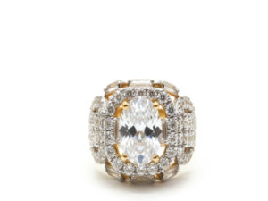 AMERICAN ZIRCON RING WITH A GOLD PLATED BASE