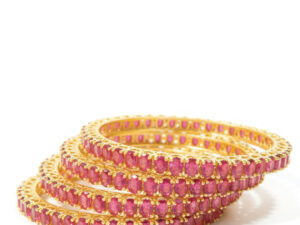 AMERICAN BANGLES WITH RUBI STONE ON THE BASE GOLD