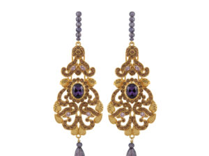 Earrings with blue stones