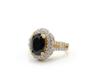GOLD PLATED RING WITH BLACK STONE
