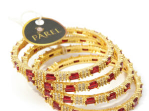 AMERICAN DIAMOND ZIRCON BANGLES WITH RED STONE
