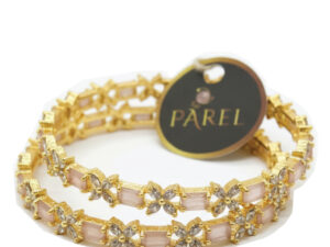 AMERICAN ZIRCON BANGLES WITH ROSE PINK STONE