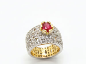 AMERICAN ZIRCON RING WITH A RED STON