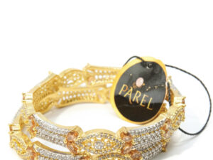 AMERICAN DIAMOND  ZIRCON  BANGLES WITH SLIVER AND GOLD
