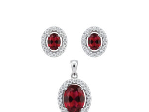 Rectangle Stone Pendant Set