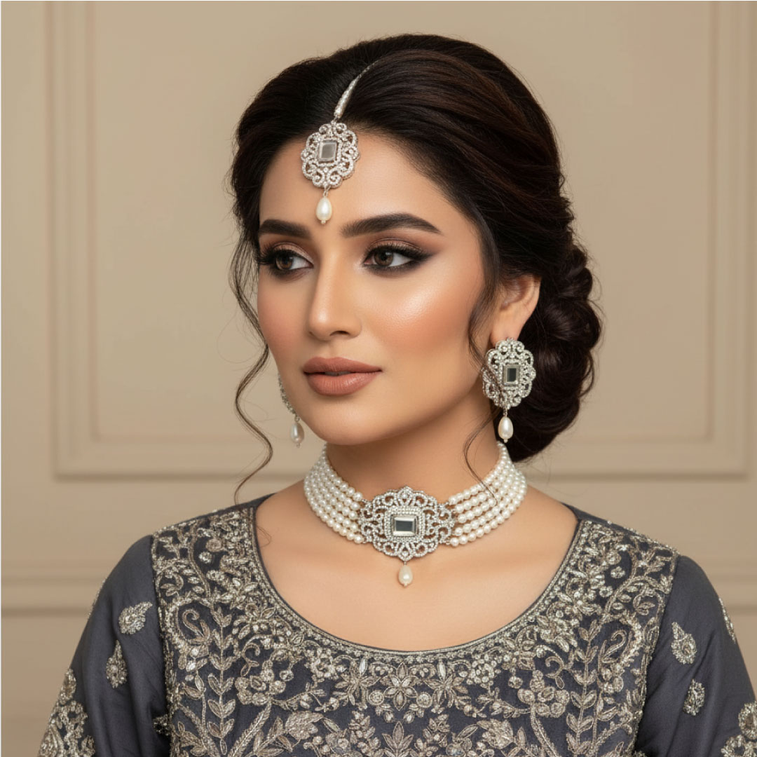 White Chokr Neckles set - Image 2