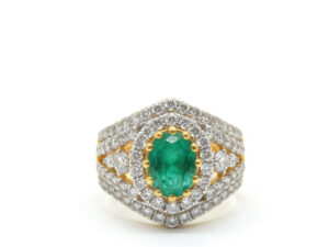 GOLD PLATED RING WITH AQUA MINT COLOR