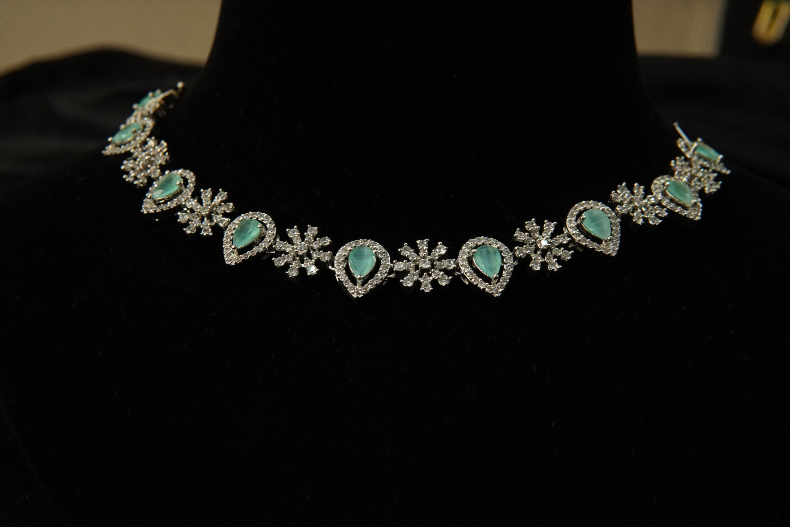 SILVER AND BLUE AMERICAN DIAMOND PARTY WEAR - Image 4