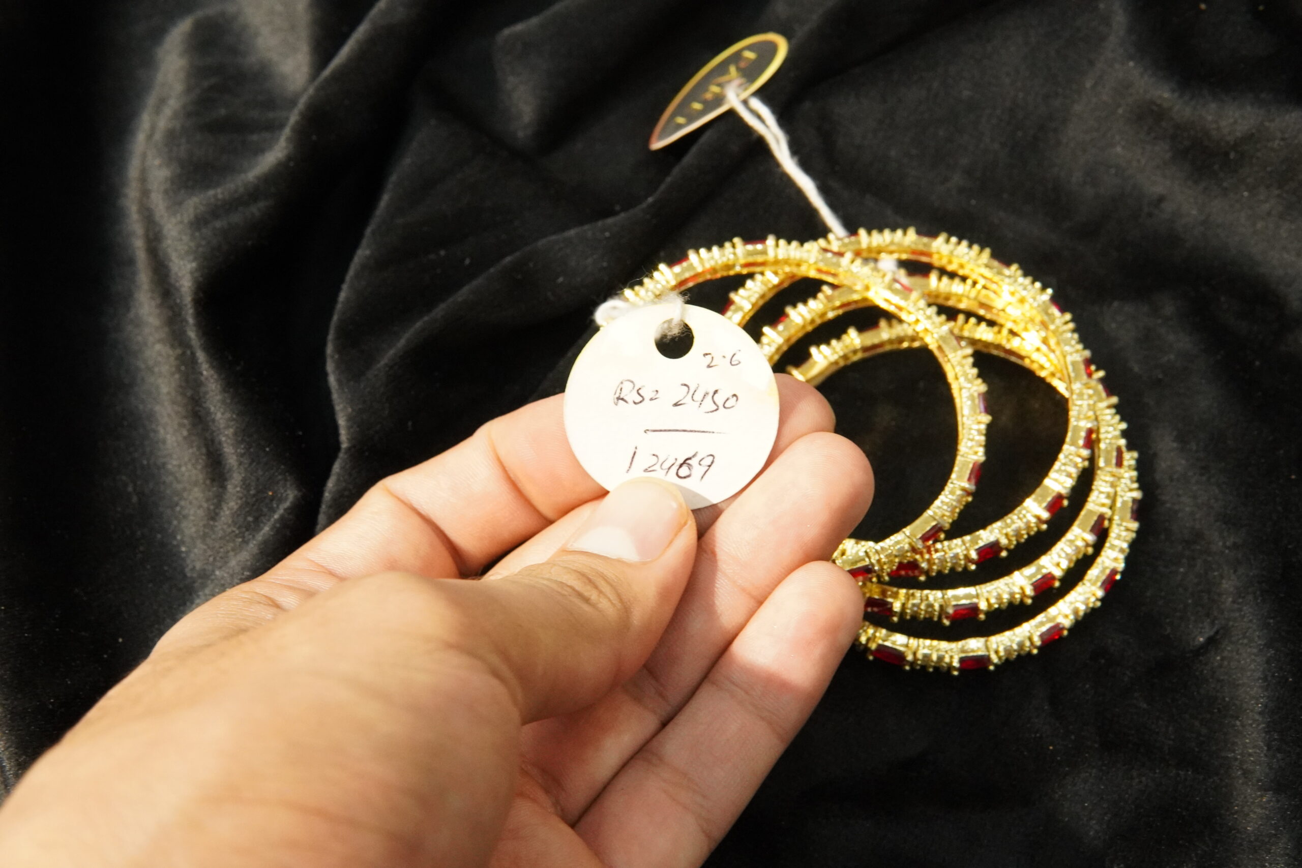 AMERICAN DIAMOND ZIRCON BANGLES WITH RED STONE - Image 4