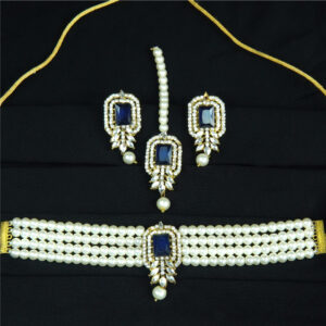 Blue Chokar Neckles Set
